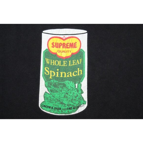 SUPREME Spinach Can Skate Shirt Black Tee Grow a Pair OG Cotton USA Size Medium - Picture 8 of 9